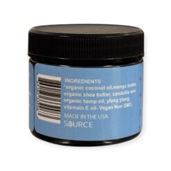 2 oz jar of Bully Belly soothing balm for pitbull belly rash featuring natural ingredients including organic coconut oil, mango butter, shea butter, organic hemp oil, and vitamin E.